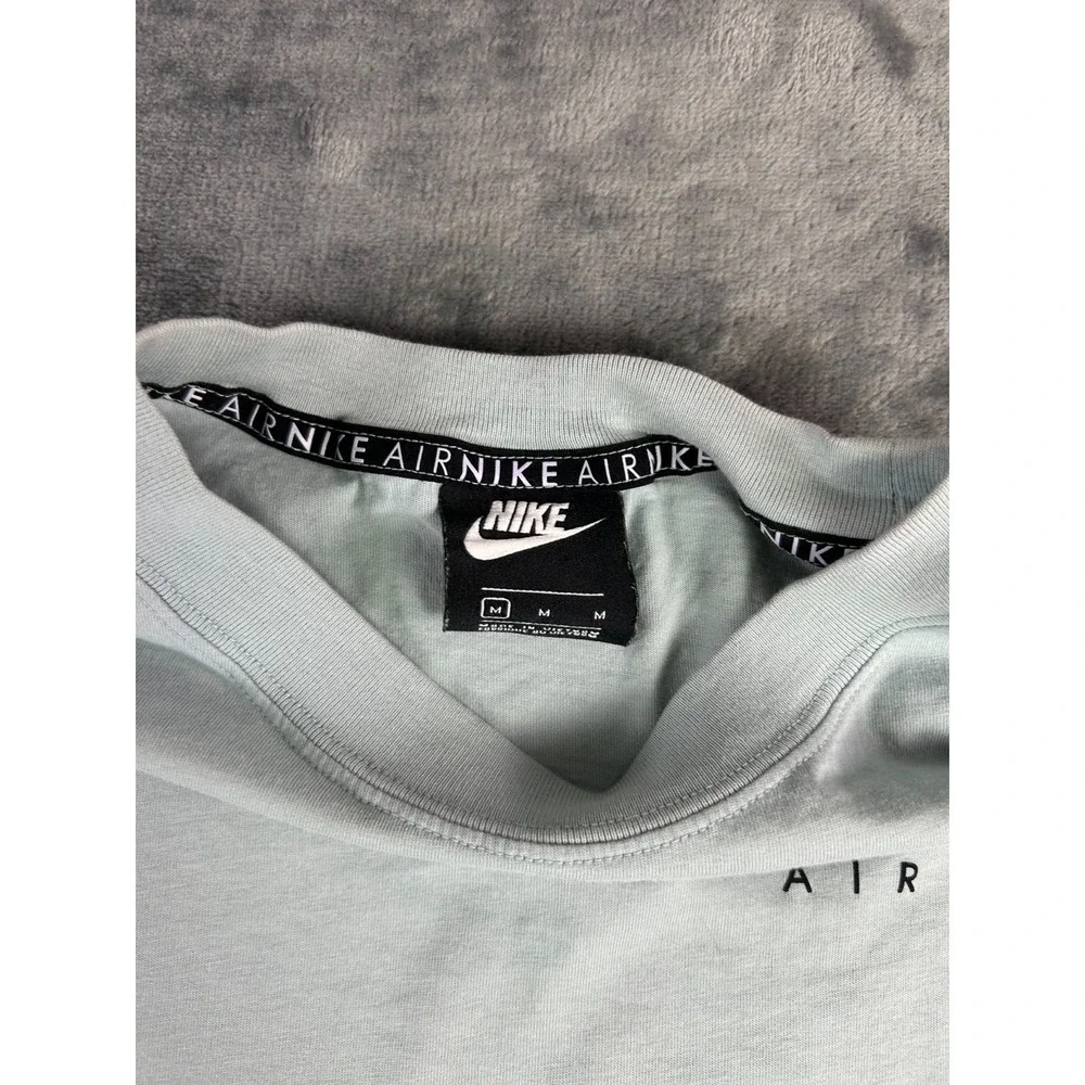 Y2K Nike Air Long Sleeve Shirt Women's Medium Pale Green Logo‎ Sleeve Graphic
